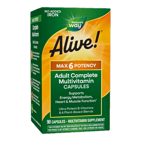 Alive!® Max6 Max Potency Daily Multivitamin (No Added Iron)